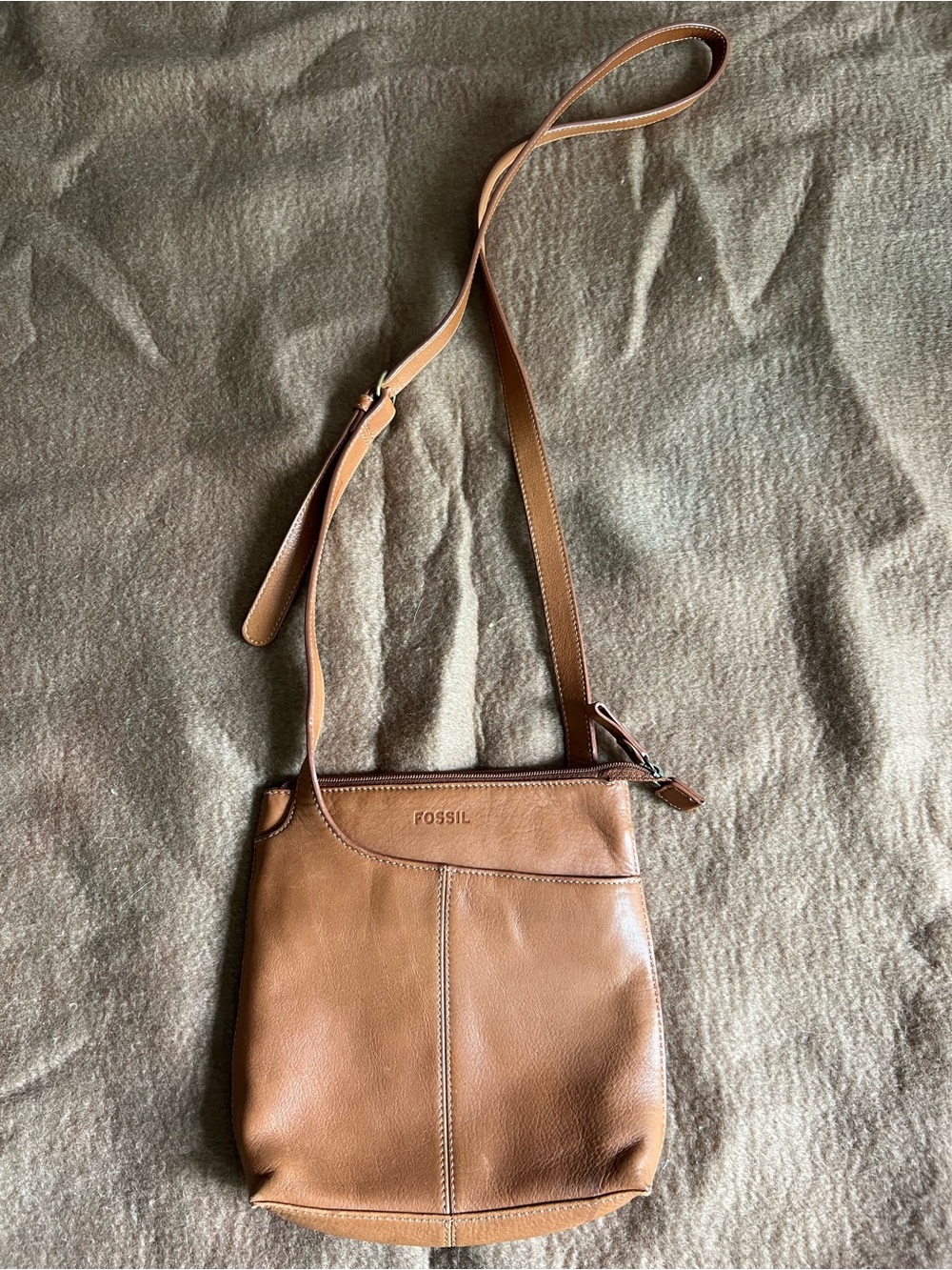Fossil Chestnut Brown Leather Crossbody Bag